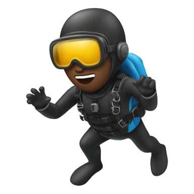 Black guy in scuba suit diving into ocean sticker