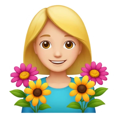 Happy with flowers sticker
