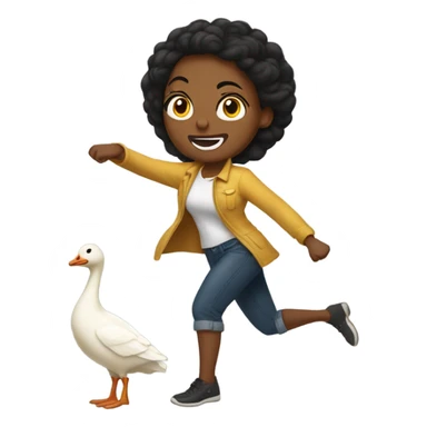 Light-skinned Black woman punching a goose sticker