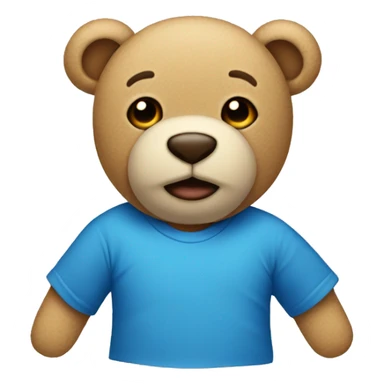 Beige teddy with a blue t shirt sticker