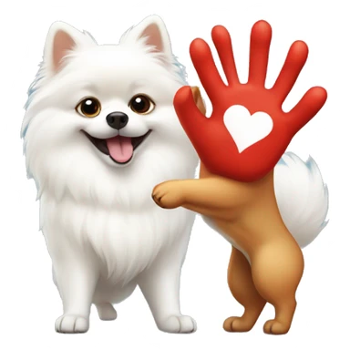 White Pomeranian and red Pomeranian  making high five sticker