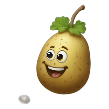 surreal painting of Happy little spud potato bouncing sticker