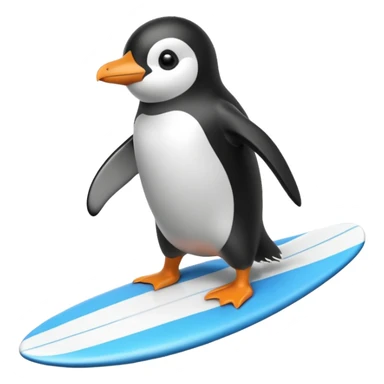 a penguin surfing sticker