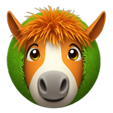 3d sphere with a cartoon orange grass Donkey skin texture with hypnotic eyes sticker