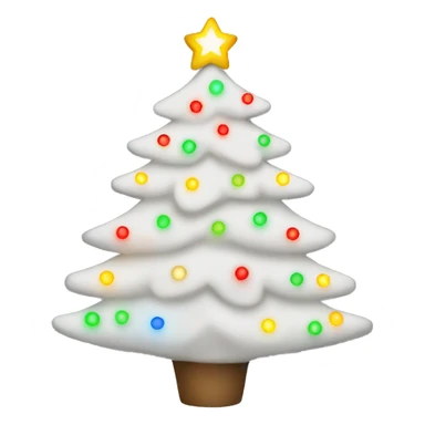 White Christmas tree with lights and a star sticker