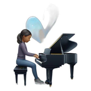 Piano girl is playing with the winter inside her heart sticker