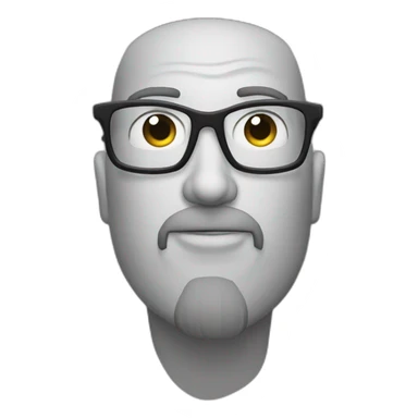 A man with a goatee, glasses, and forehead golfs sticker
