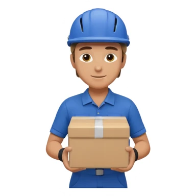 male delivery worker in a  cycling, holding a parcel sticker