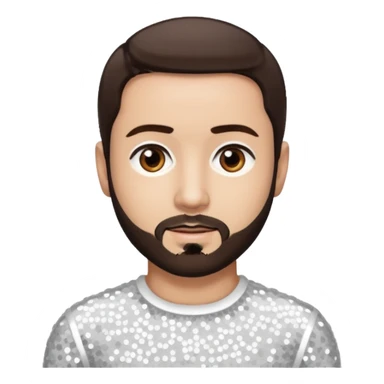 Terry Coldwell (male singer) from East 17 with light skin, dark brown hair and short beard, white sequin outfit sticker