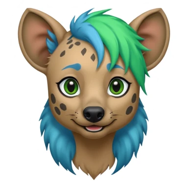 hyena with feminine  blue and green hair sticker