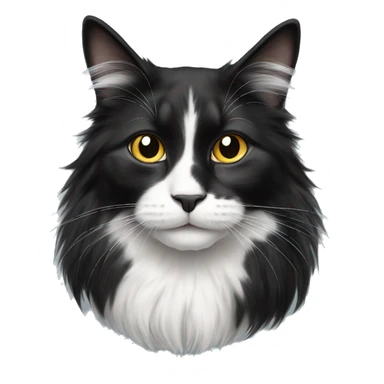 black-and-white cat domestic long-haired sticker