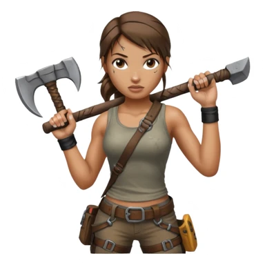 lara croft climbing axe sticker