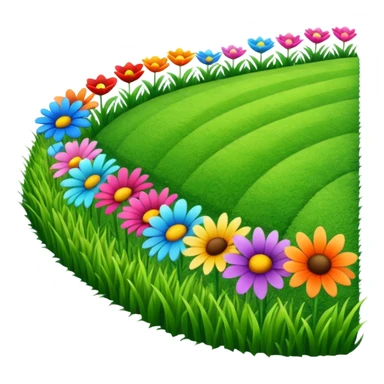 a row of flowers and grass extended far in a stright line sticker