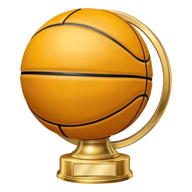 gleaming gold basketball trophy, polished gold basketball with classic seams sticker