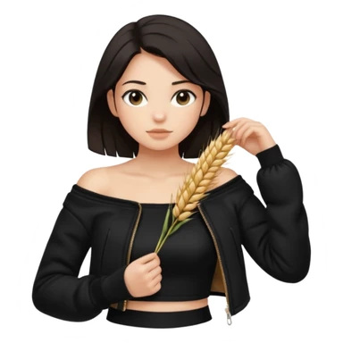  Siyah uzun saçlı ceket giyen esmerimsi kız fazla esmer değil siyah ceket  polar ceket ceket gevşek biraz omzundan çıkıyormuş gibi ve bugday ten rengi soltaraftaki omzundan çıkık sadece içinde de siyah crop var crop omzundan bağlı ve sadece sol omzundan gevşek ceket  sticker