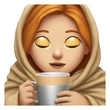 girl with Ginger hair inside a blanket sipping coffee eyes closed sticker
