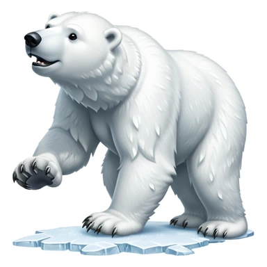 cinematic-polar-bear-realistic-full-body-standing-emoji,-massive-snowy-white-frame-lumbering-across-the-icy-tundra,-powerful-paws-pressing-into-the-frozen-ground,-head-tilted-dramatically,-thick-fur-dusted-with-ice-crystals,-simplified-yet-realistic-focused-features,-highly-detailed,-glowing-with-an-almost-sarcastic-glow

 sticker