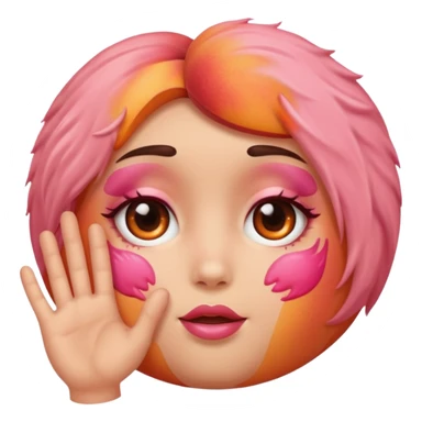 Peach with hand print on face sticker
