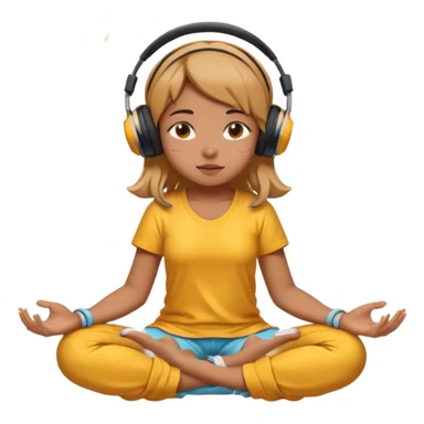 This girl(🧘🏻‍♀️) is sitting cross-legged in a meditation pose, wearing headphones(🎧) and listening to music. The song is so good that honey is dripping from her ears, and her expression is completely dazed because she’s enjoying the music so much. sticker