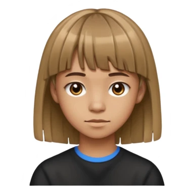 teenager light brown skin with a fringe haircut medium length with highlights and not smiling with left ear pierced sticker