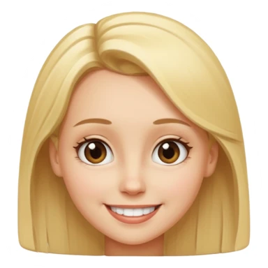 An emoji of a blond girl with a VERY VERY VERY big forehead sticker