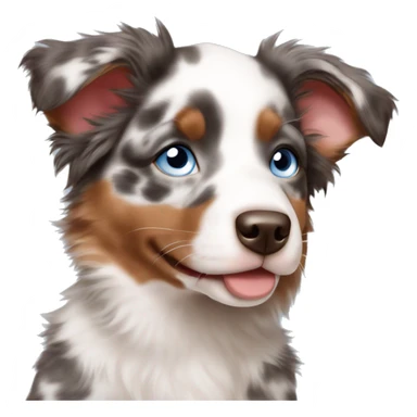 Small Red MERLE Australian shepherd puppy with light BLUE eyes sticker