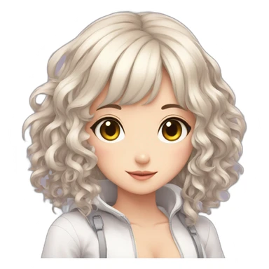 Cyber bunny anime curly brunet girl sticker