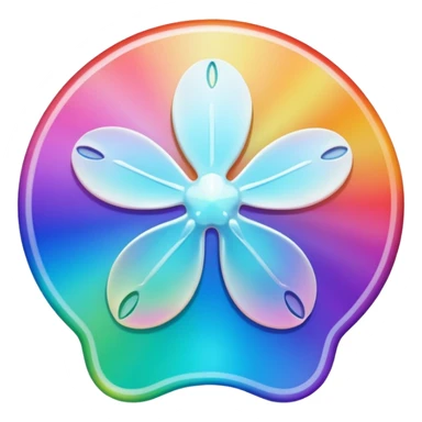 white iridescent rainbow-gradient shiny sand-dollar sticker