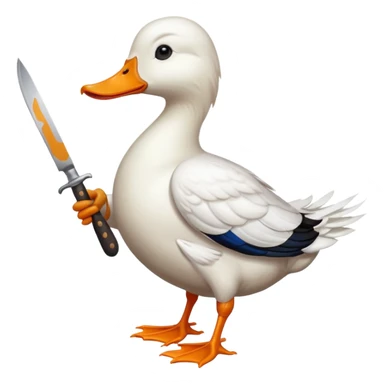 A duck holding a knife sticker