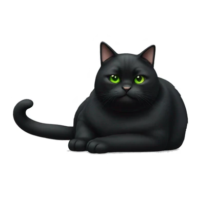 fat black cat with green eyes  sticker