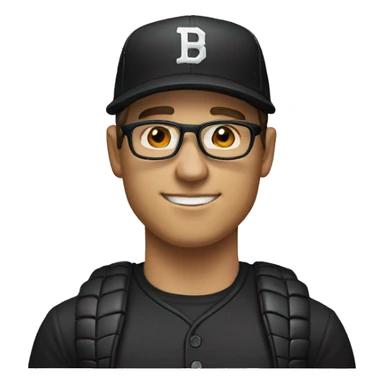 White Man in a black baseball cap with a curved brim wearing glasses. sticker