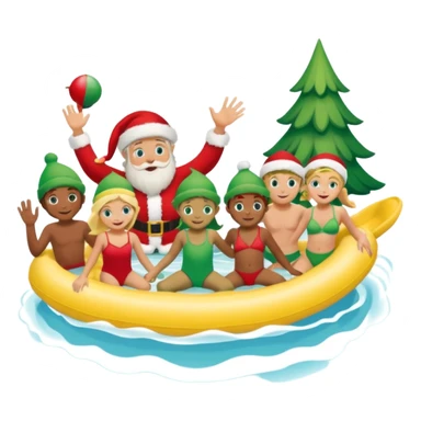family christmas outing to waterpark with 6 grandchildren, santa and buddy the elf sticker