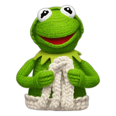 kermit crocheting sticker