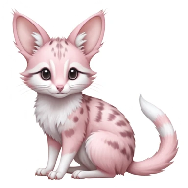 Pastel Pink, white-pointed, soft natural realistic romantic vintage antique divine beautiful elegant pretty precious cute young youthful  Fakémon-Pokémon-opossum-feline-mouse-serval-caracal-chinchilla-Minccino-Cinccino-Meowstic-rodent-hybrid-creature with a big fluffy bushy tail (full body) sticker
