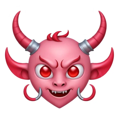 a pink heart with demon horns on it sticker
