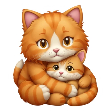 I want a female orange tabby cat snuggling with her favorite teddy bear sticker