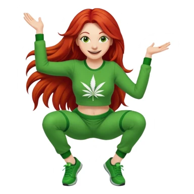  lady twerking with long red hair and green 420 outfit sticker