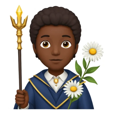 black man with daisy, scepter sticker