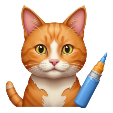 Chat roux avec tubes de peinture qui samuse sticker