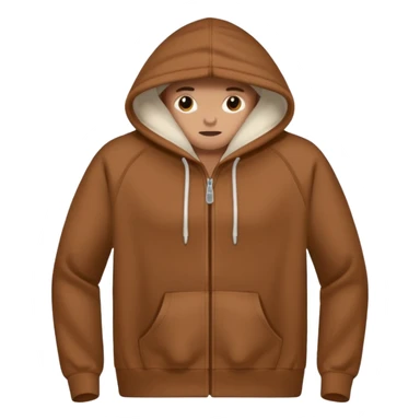 A brown hoodie no human and no zipper nothing on the fornt I like the last one  sticker