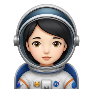 Astronaut girl kid with black hair sticker