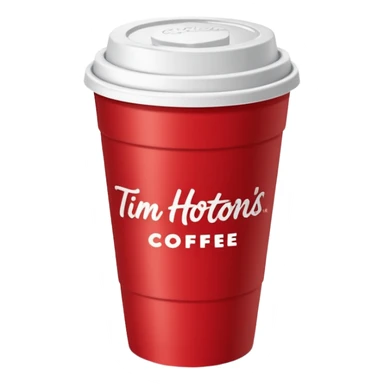 Tim Hortons coffee, it should be red cup with white write writing " Tim Hortons" and a White lid sticker
