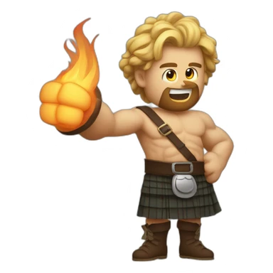 monty starting fires wearing a kilt flexing bicep sticker