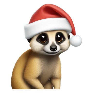 Meerkat with a Santa hat and a Christmas tree ball in his paws sticker