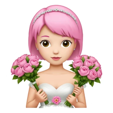 pink short haired bride with bouqet sticker
