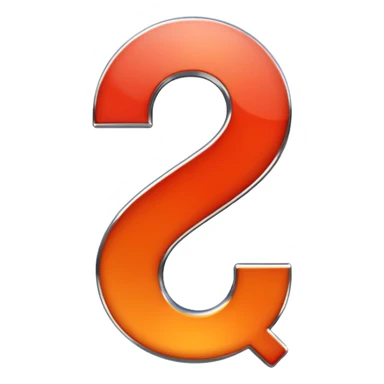 red-and-orange colored question mark with the chrome effect sticker