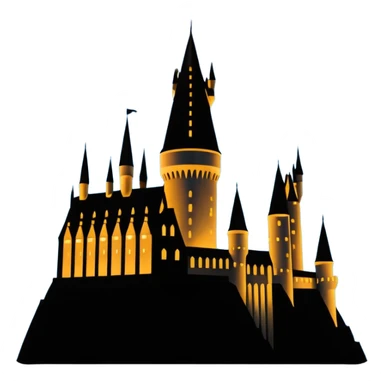 Harry Potter series, Hogwarts castle silhouette with a few stars, outline only sticker
