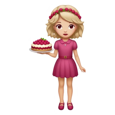 Raspberry torte human full body and legs girl with a raspberry barrette on her hair sticker