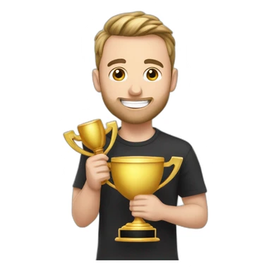 Squeezie avec un trophée Youtube 1million d’abonnés sticker