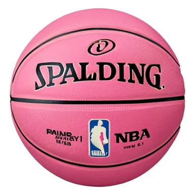 minimalist pink Spalding basketball with simple NBA logo, subtle colorful details, clean design sticker